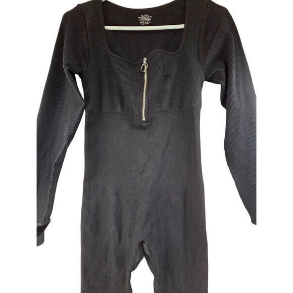 Unbranded Women's Long Sleeve Jumpsuit Rib Knit Zipper Front Black Size XL - Picture 4 of 7